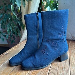 Denim ankle boots